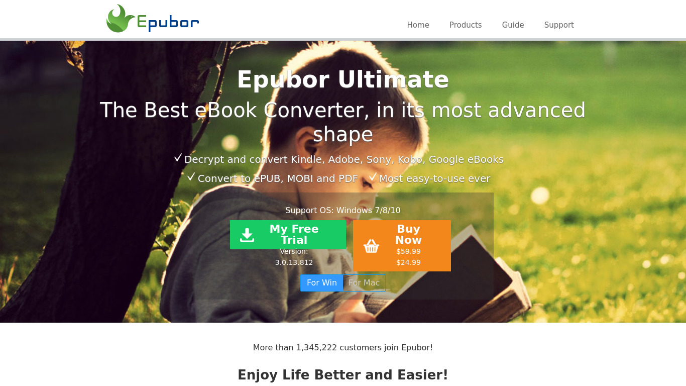Epubor Ultimate Landing page