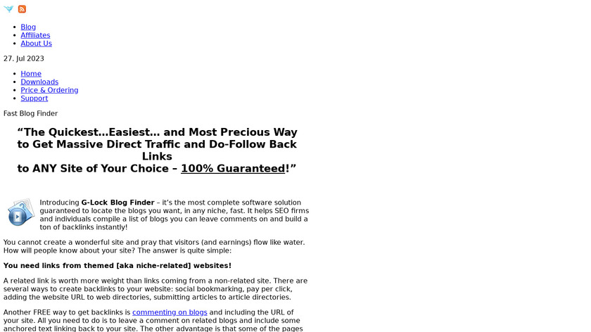 Fast Blog Finder Landing Page