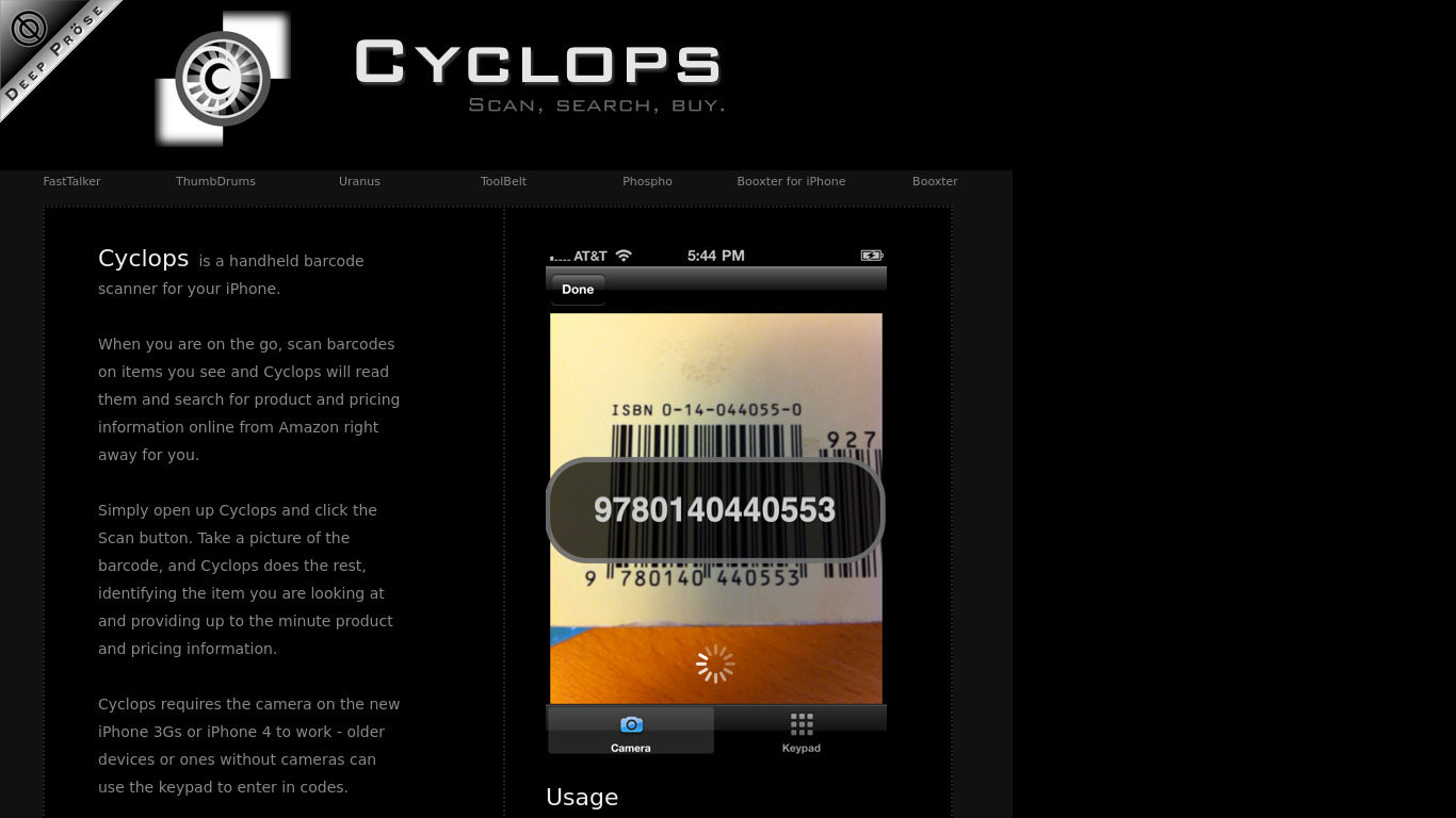Cyclops Landing page