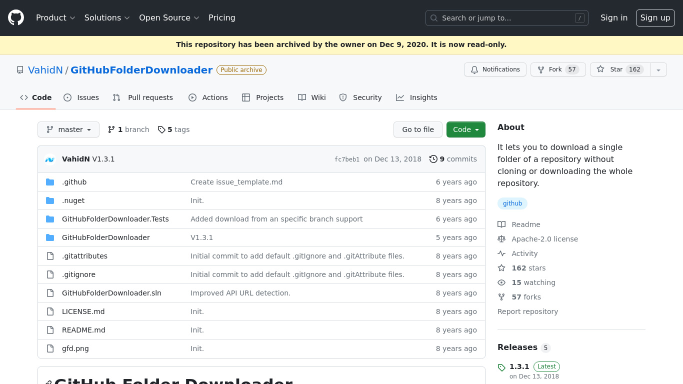 GitHub Folder Downloader Landing page