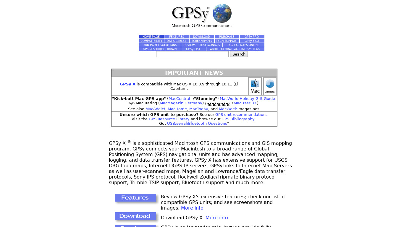 GPSy Landing page