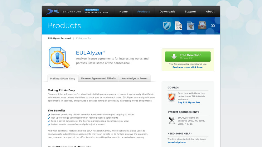 EULAlyzer Landing Page