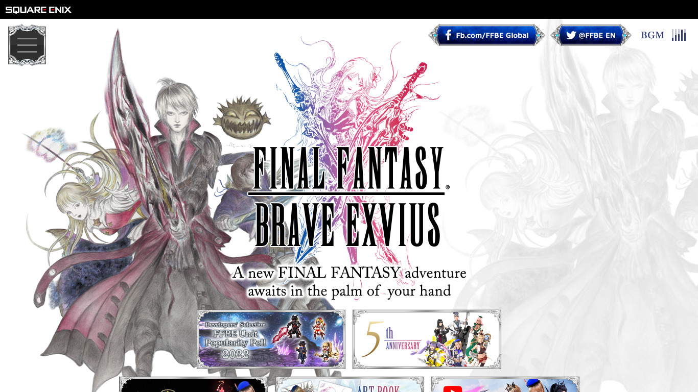 Final Fantasy Brave Exvius Landing page