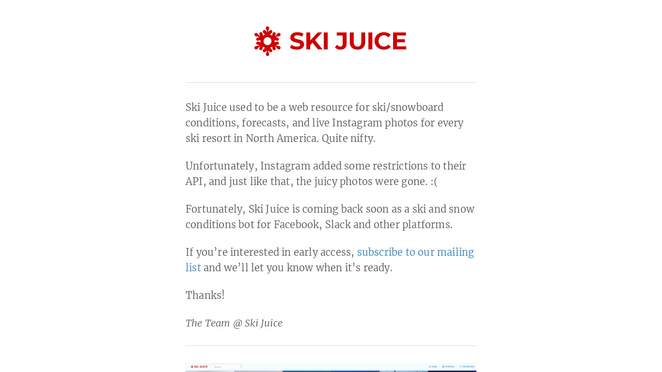 Ski Juice Landing page