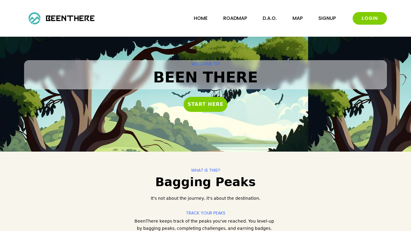 BeenThere Landing page