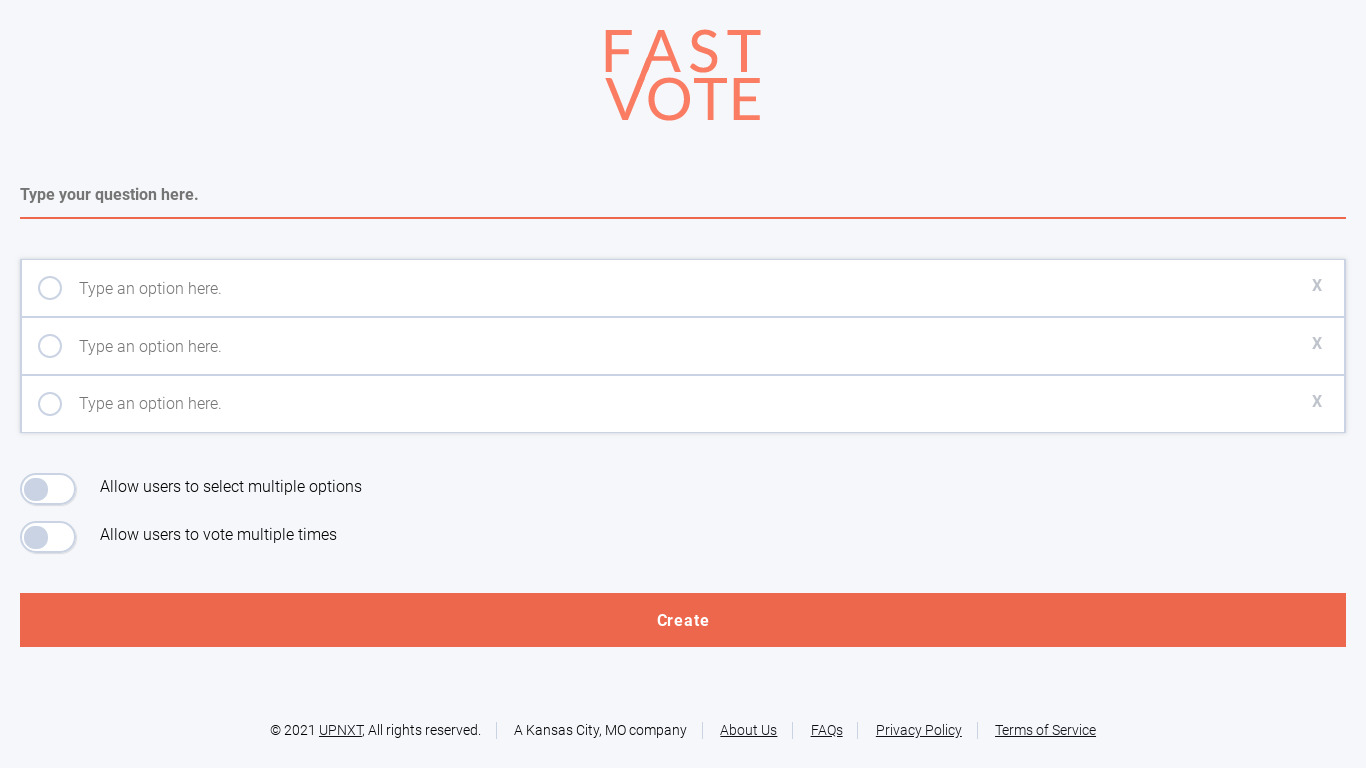 Fast Vote Landing page