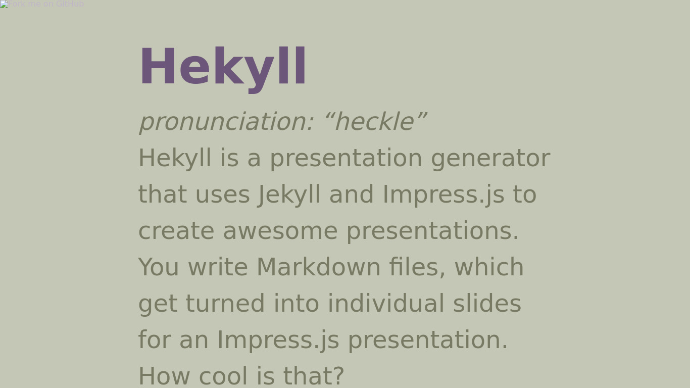 Hekyll Landing page