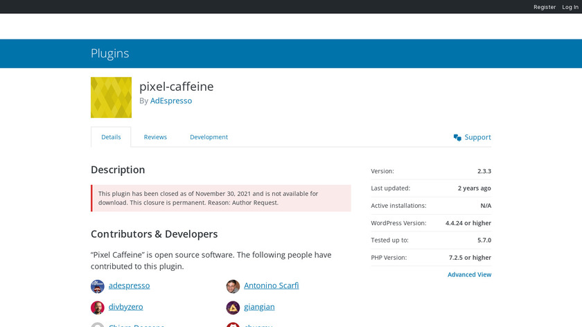 Pixel Caffeine Landing Page
