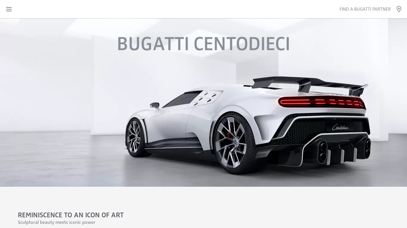 Bugatti Centodieci Landing page