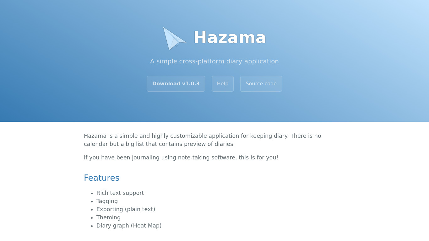 Hazama Landing page