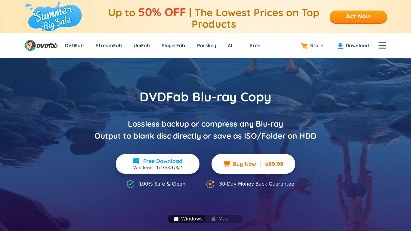 DVDFab Blu-ray Copy Landing page