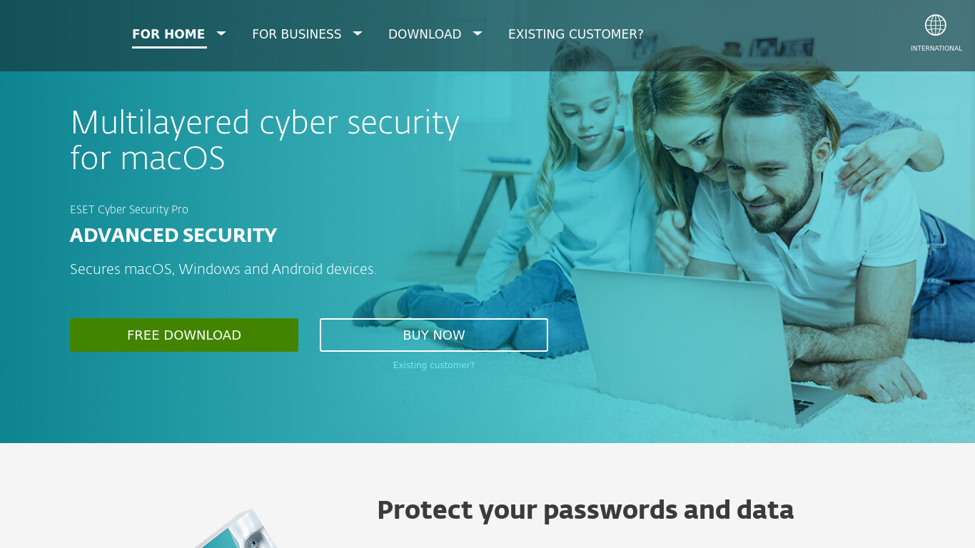 ESET Cyber Security Landing page