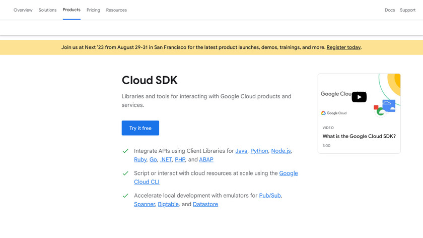 Google Cloud SDK Landing Page