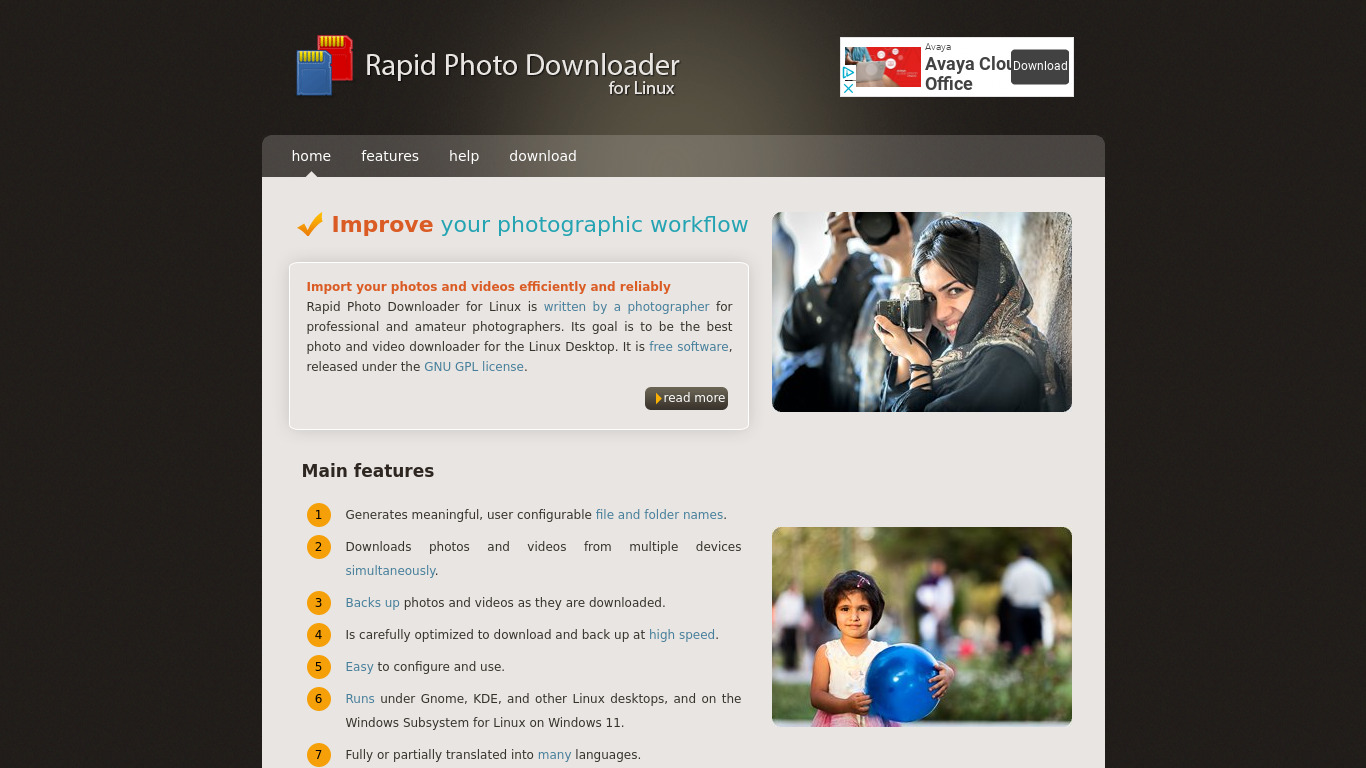 Rapid Photo Downloader Landing page