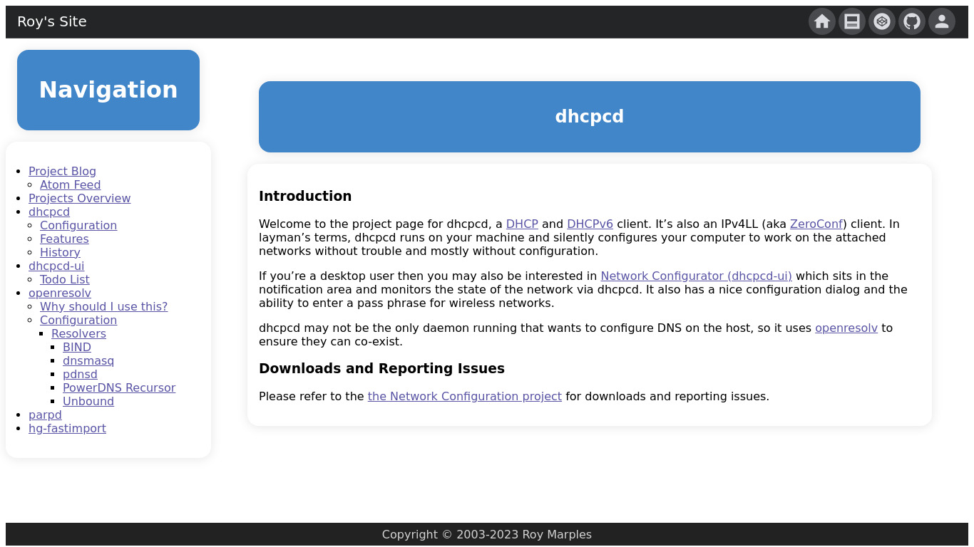 dhcpcd Landing page