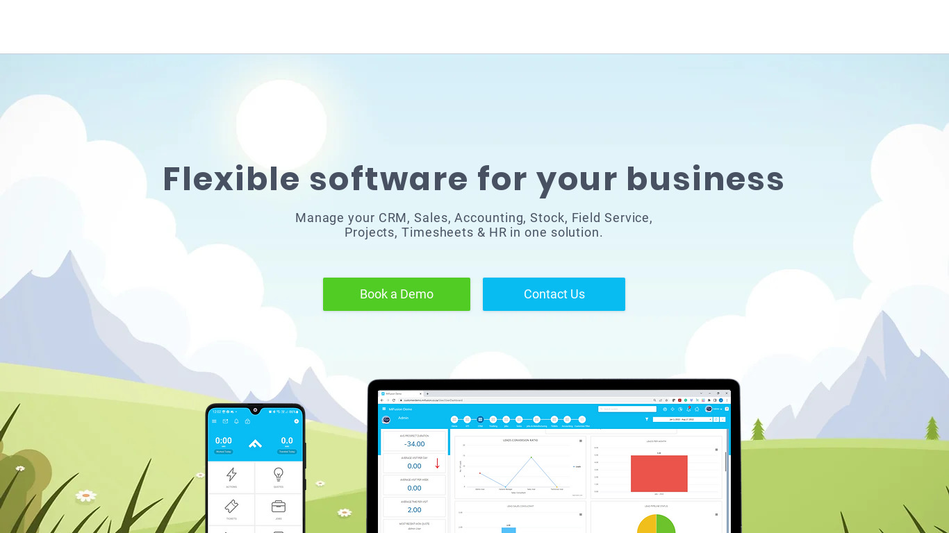 Fusion Software Landing page