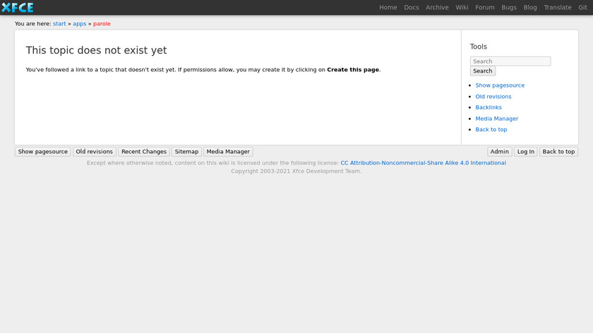 docs.xfce.org Parole Landing Page
