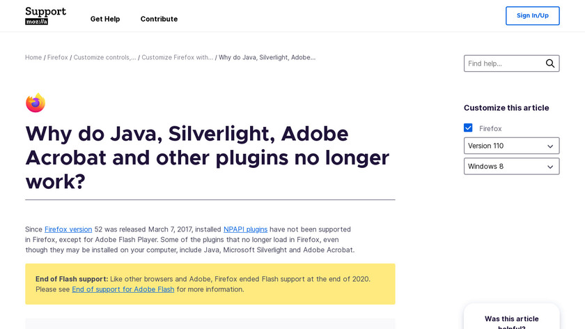 Mozilla Plugin Check Landing Page