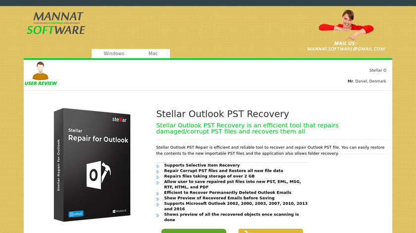 Mannat Outlook PST Recovery Tool Landing Page