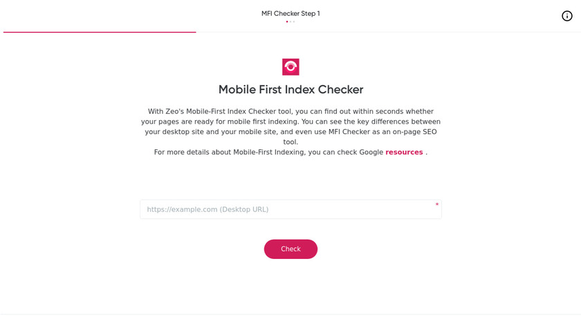 Mobile First Index Checker Landing Page