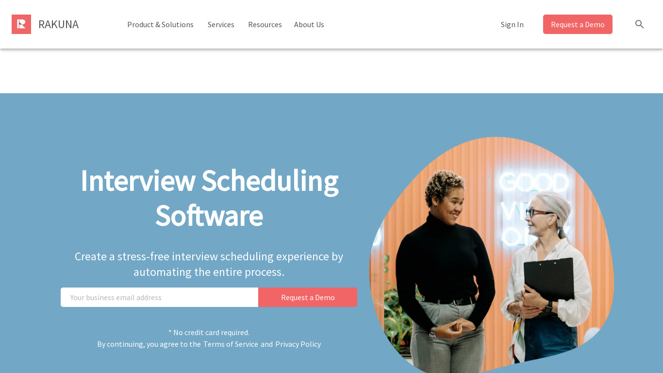 Interview Scheduling Landing page