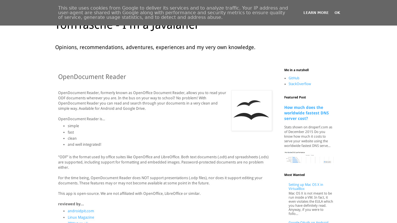 OpenDocument Reader Landing page