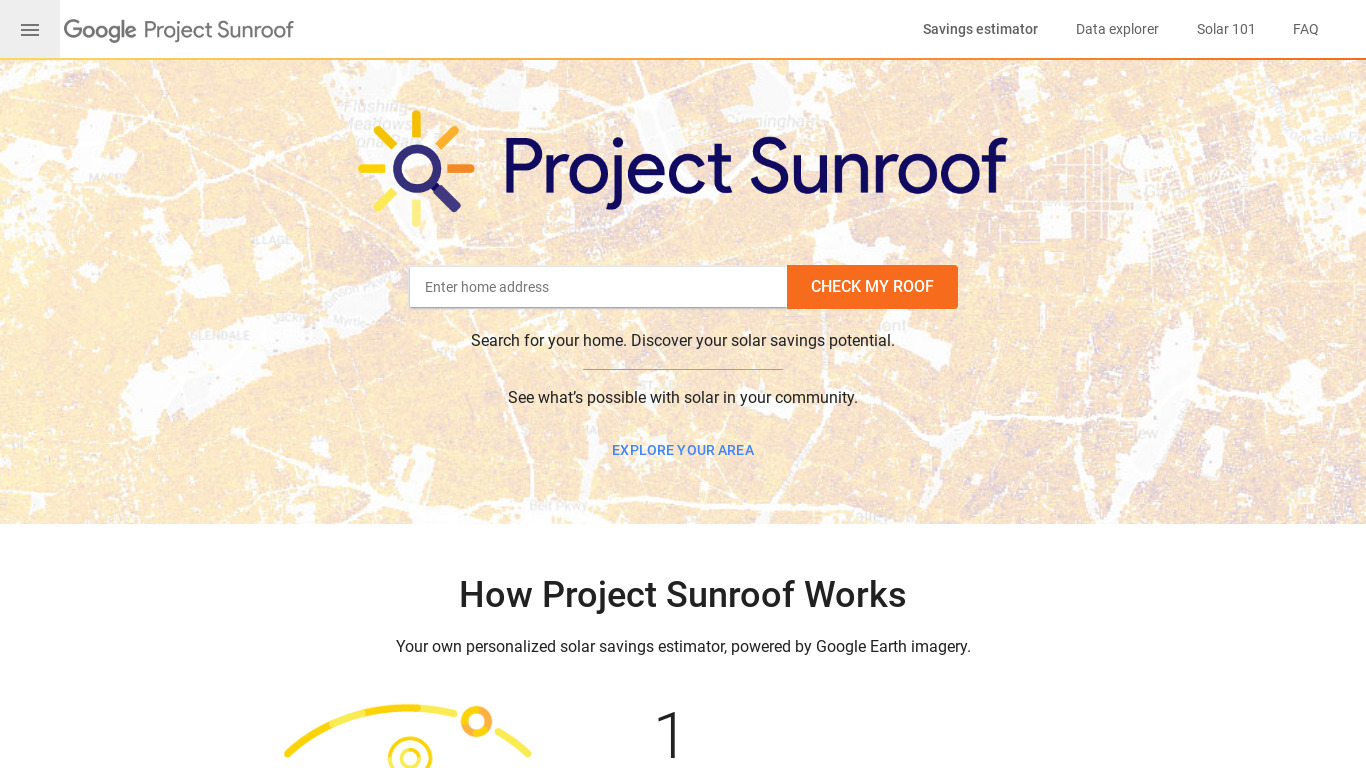 Project Sunroof Landing page