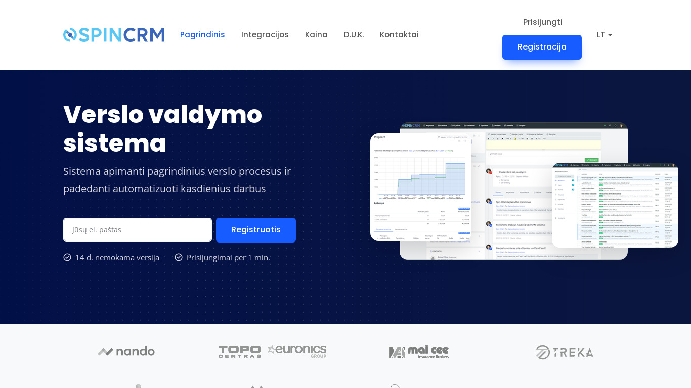 Spin CRM Landing page