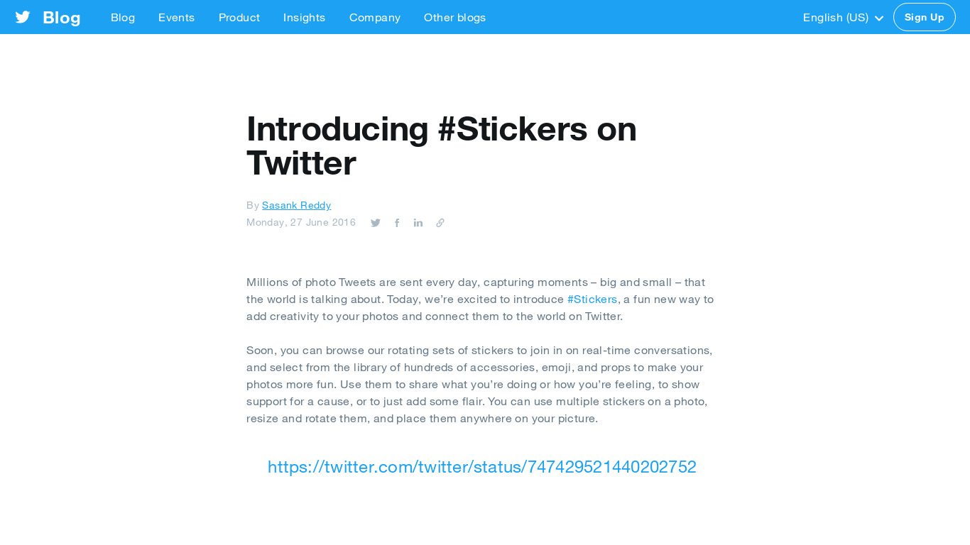 #Stickers on Twitter Landing page
