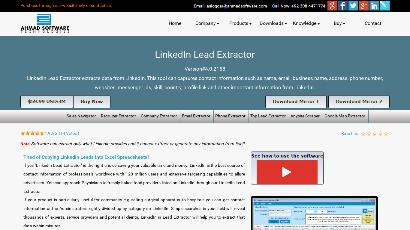 LinkedIn Lead Extractor Landing page