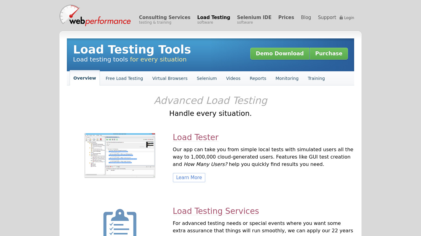 Load Tester Landing page