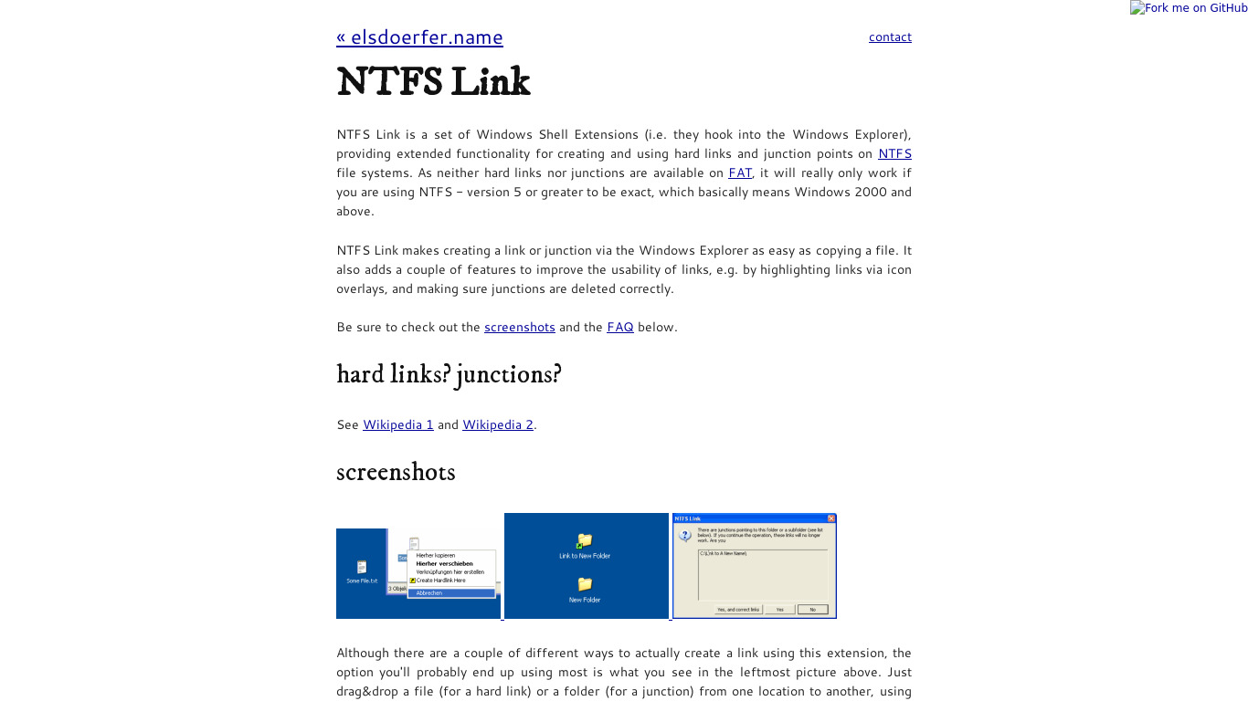 NTFS Link Landing page