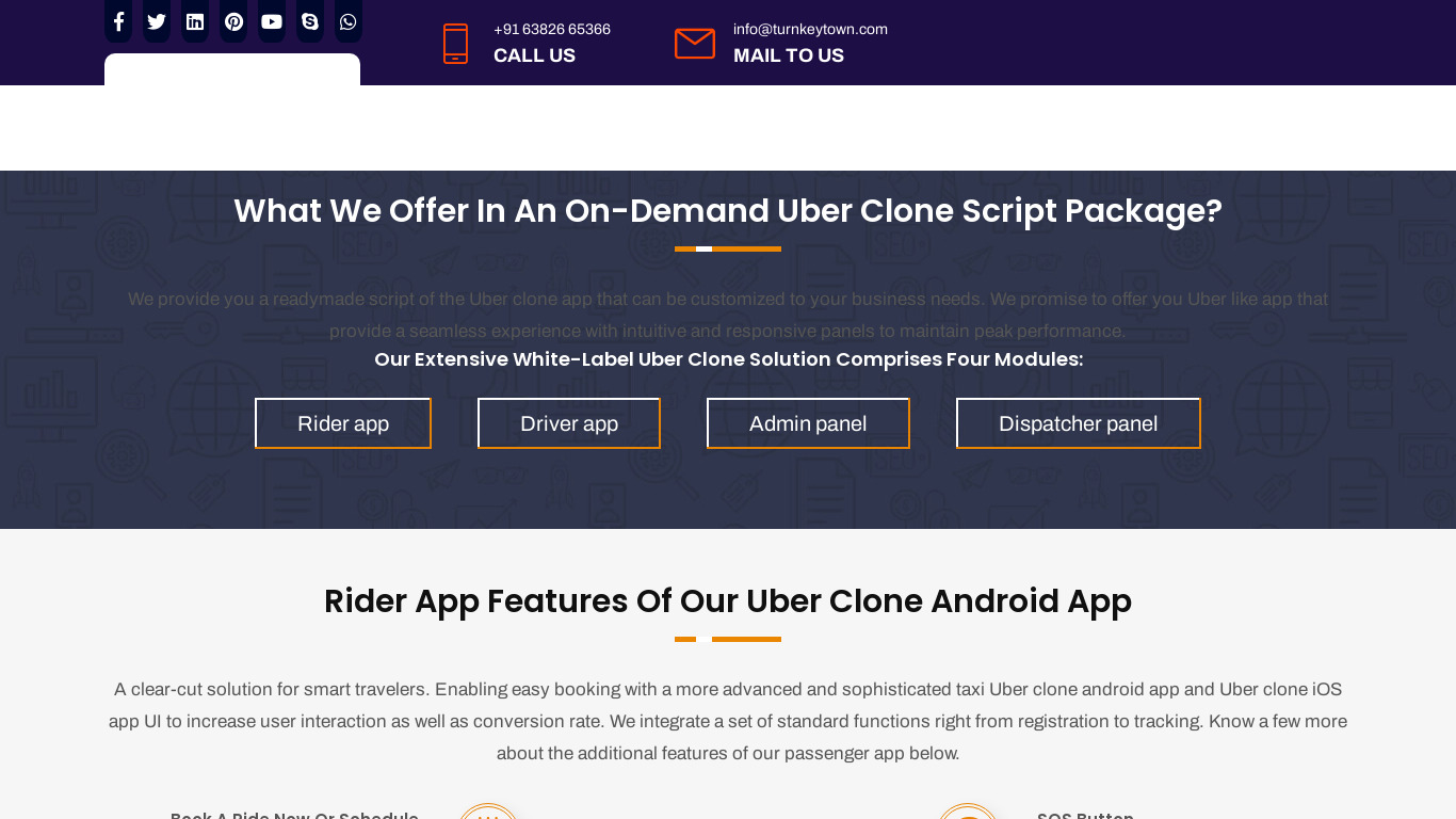 Uber Clone by TurnkeyTown Landing page