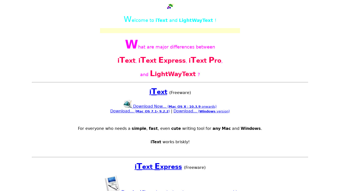 iText Landing page