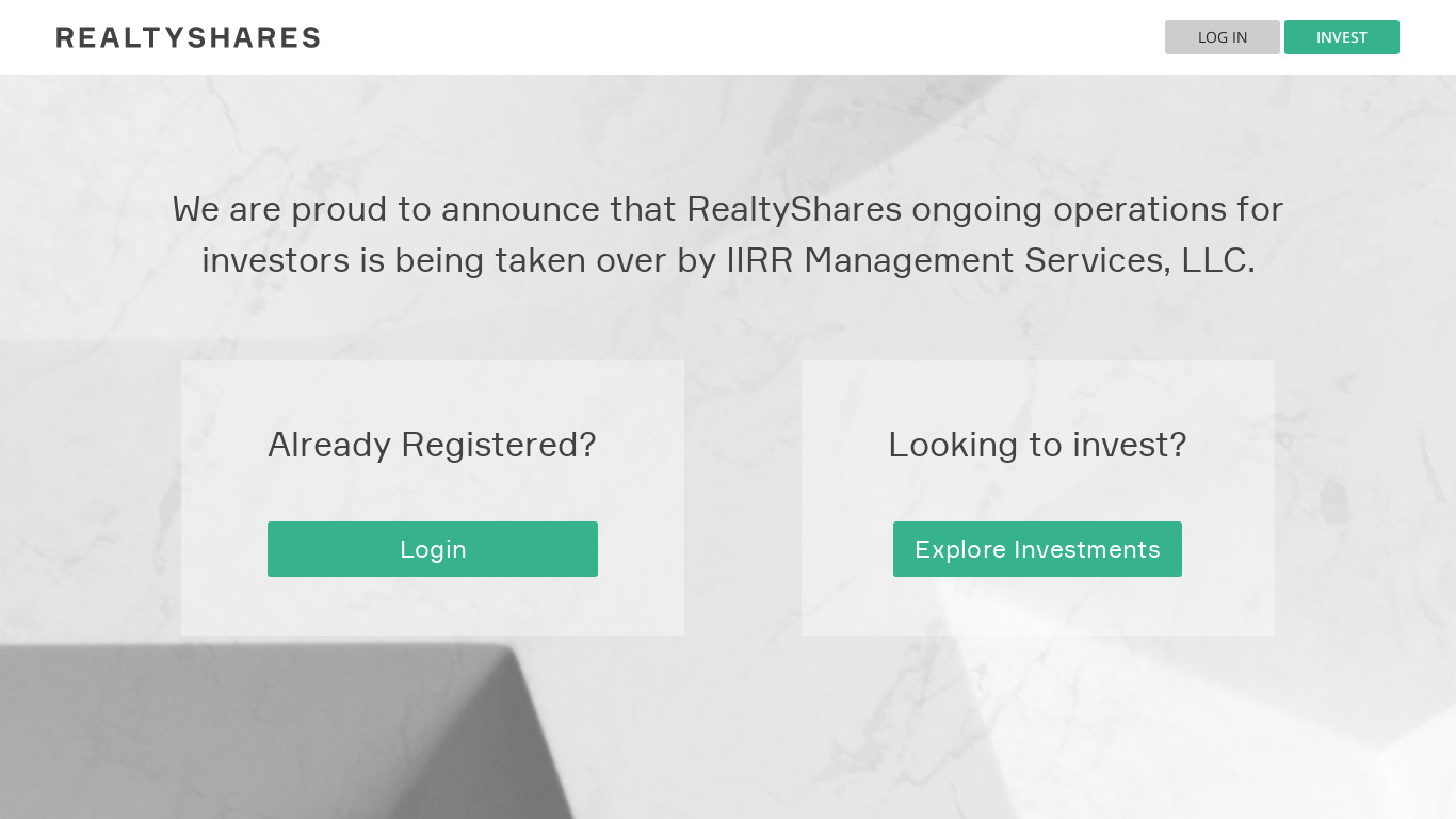 RealtyShares Landing page