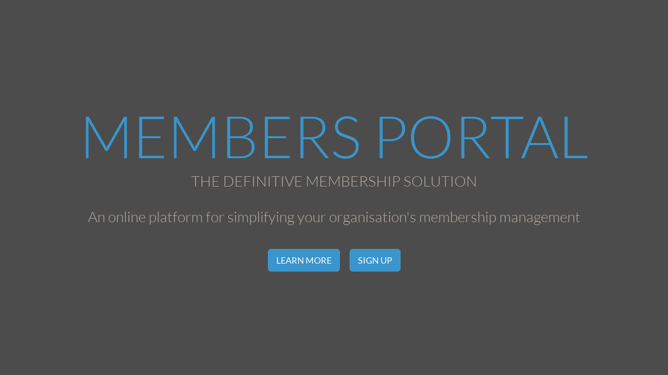 Members Portal Landing page