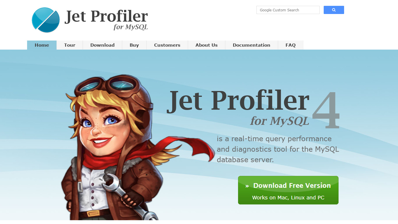 Jet Profiler for MySQL Landing page