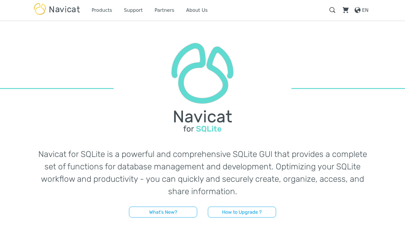Navicat for SQLite Landing page