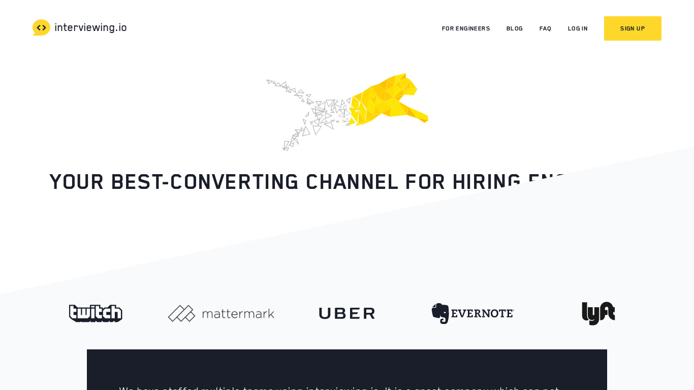 University Hiring by interviewing.io Landing page