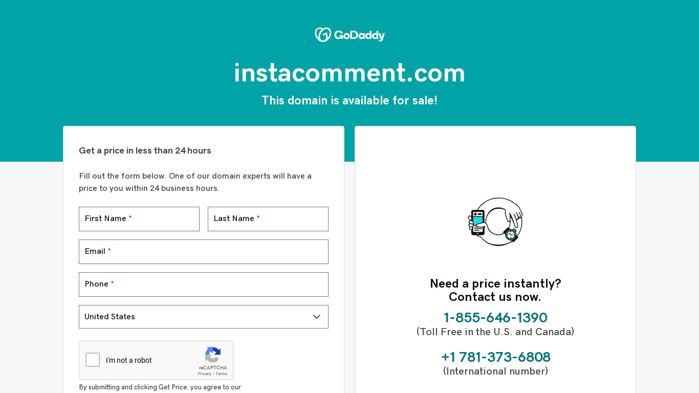 Instacomment Landing page