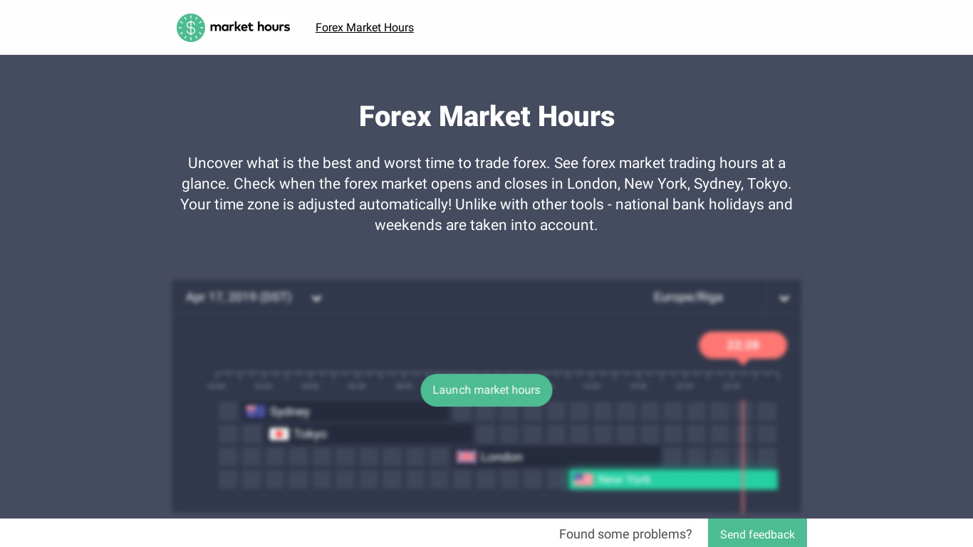 Market Hours Landing page