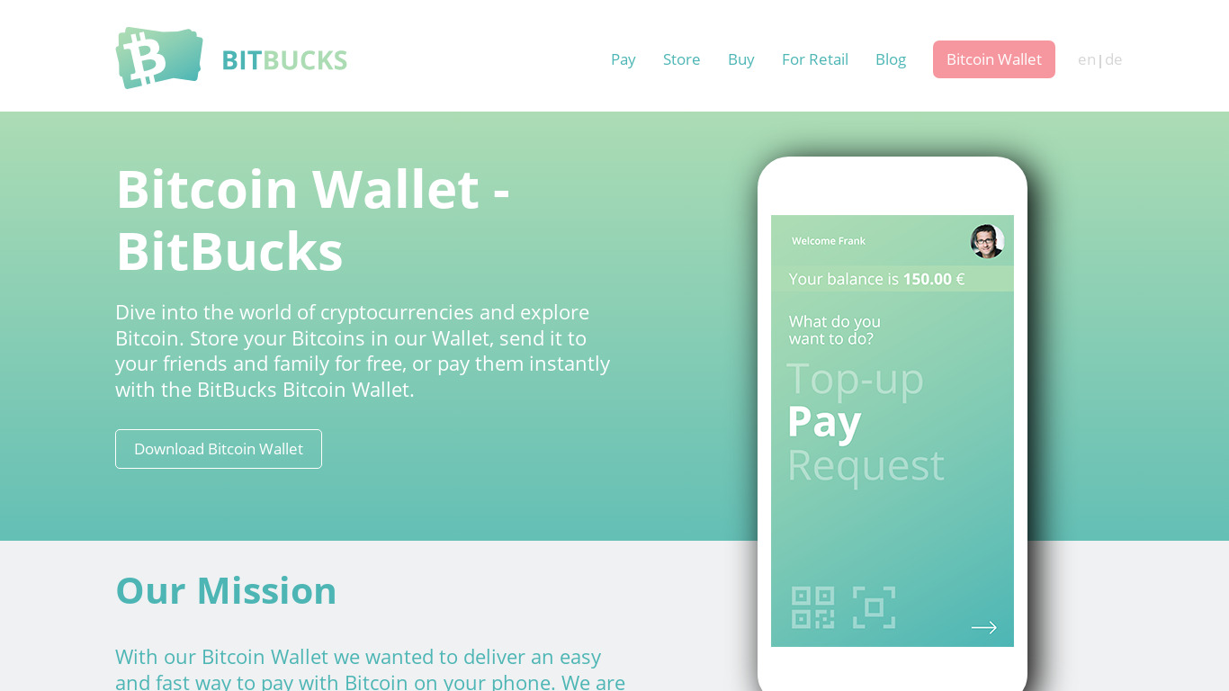 BitBucks Wallet Landing page