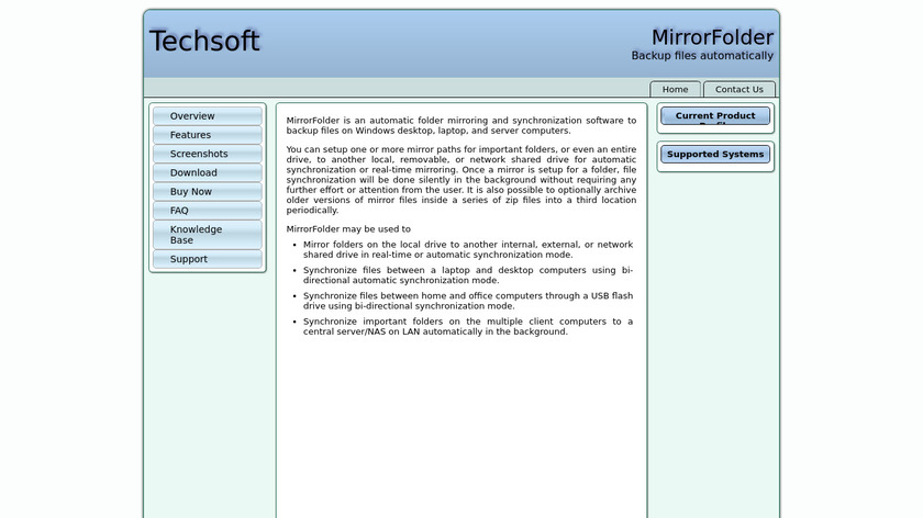 MirrorFolder Landing Page