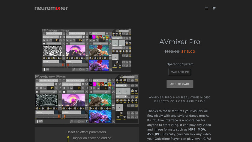 Neuromixer AVmixer Landing Page