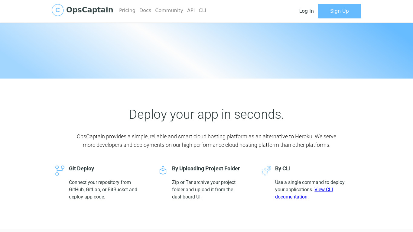 OpsCaptain Landing page