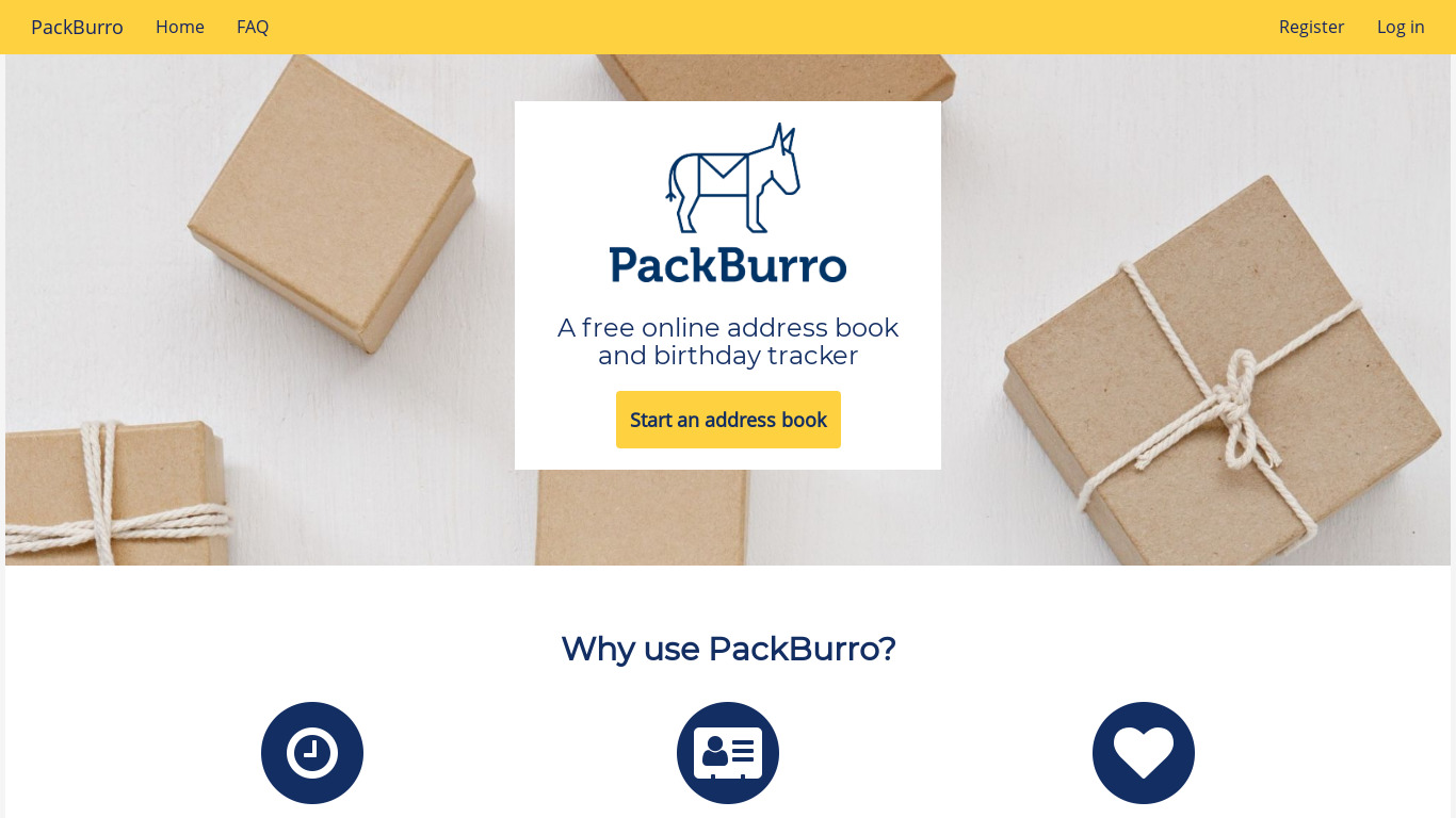 PackBurro Landing page
