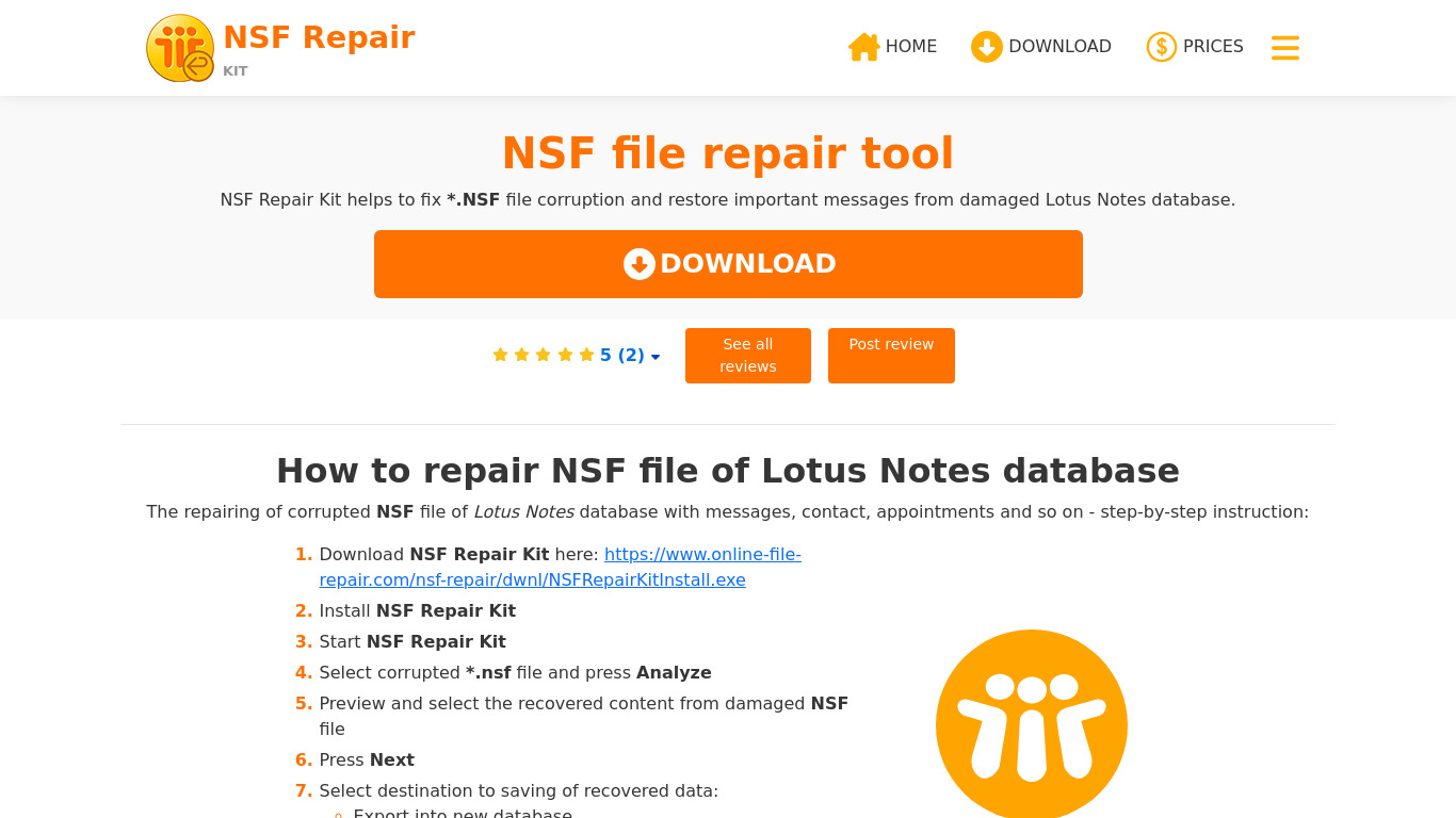 NSF Repair Kit Landing page