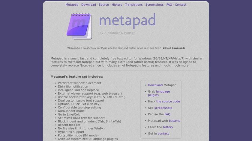 metapad Landing Page