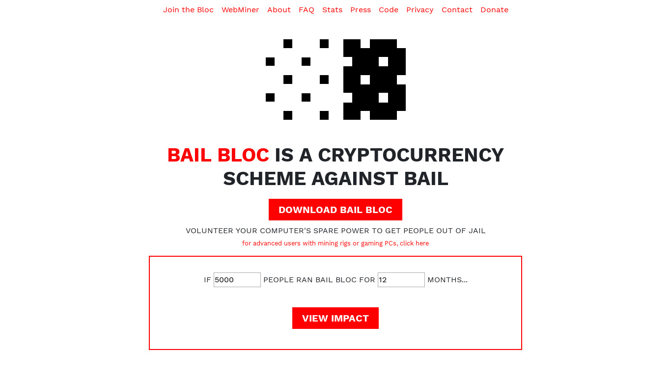 Bail Bloc Landing page