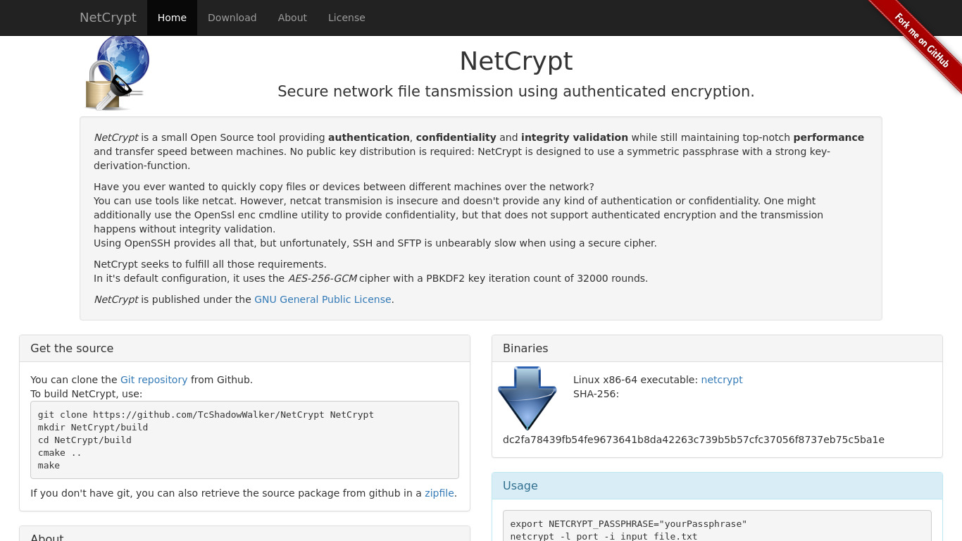NetCrypt Landing page